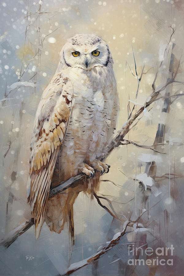 Owl Painting - Owl In The Snow by Tina LeCour