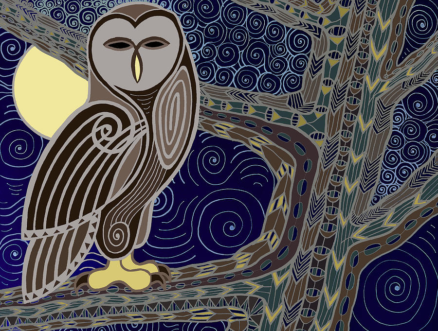 Owl in Winter Digital Art by Lynellen Nielsen