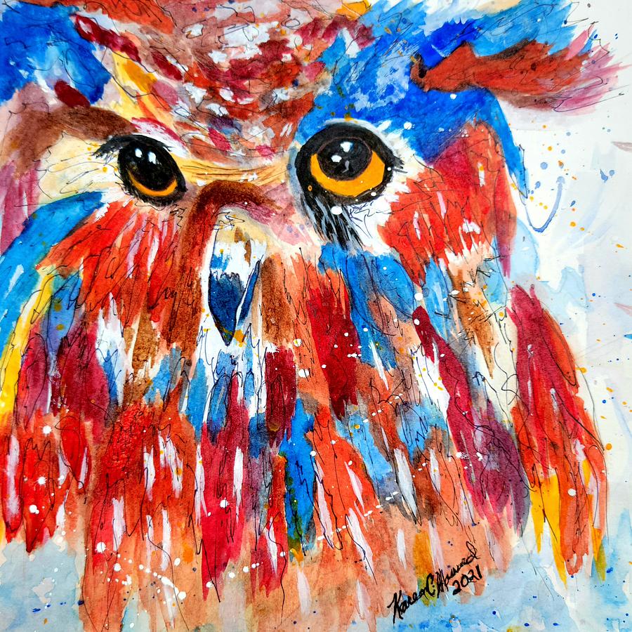 Sweet Eyed Owl Painting by Shady Lane Studios-Karen Howard