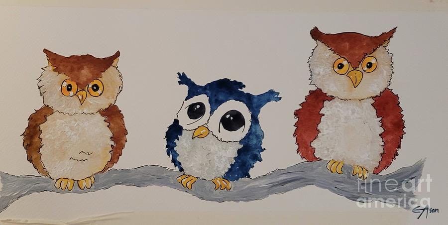 Owl Lined Up Painting