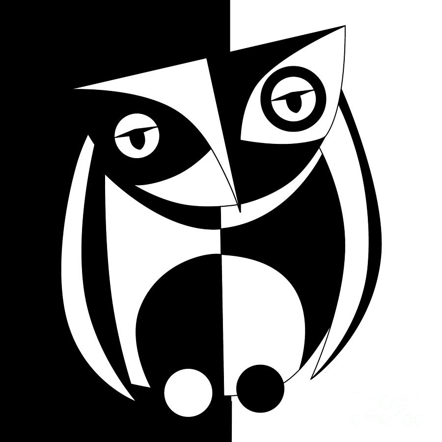 Owl Digital Art - Owl Nature minimalism  by Mark Ashkenazi