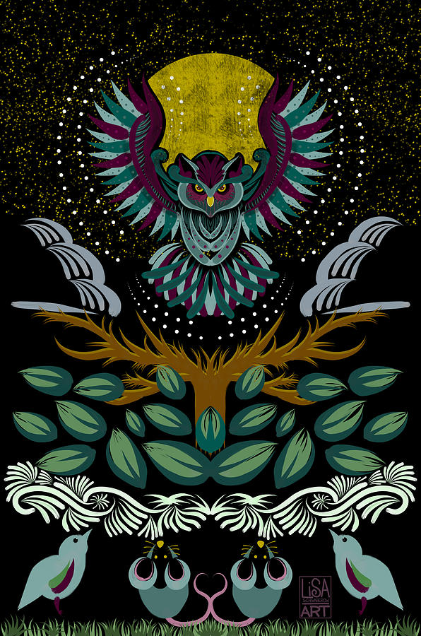 Owl Rosemaling Digital Art by Lisa Schwaberow