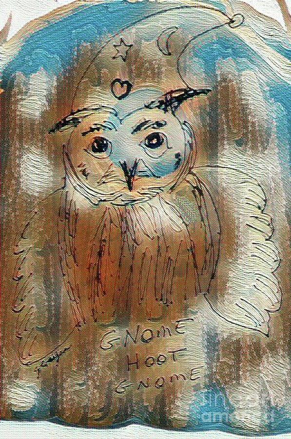 Owl sketch in aqua brown Photograph by GJ Glorijean
