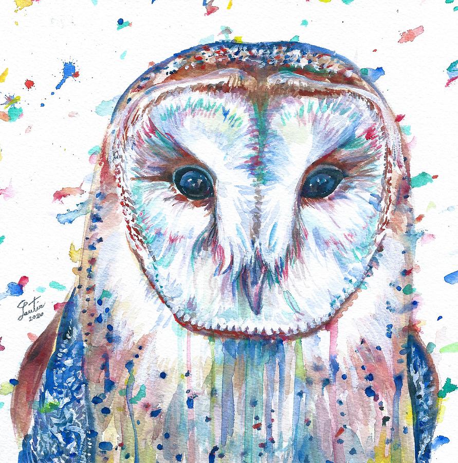 OWL - watercolor portrait.1 Painting by Fabrizio Cassetta