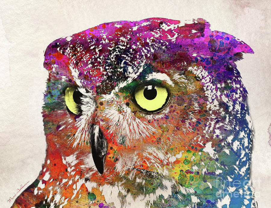 Owl Painting -  Owl Wild Life Birds by Mark Ashkenazi