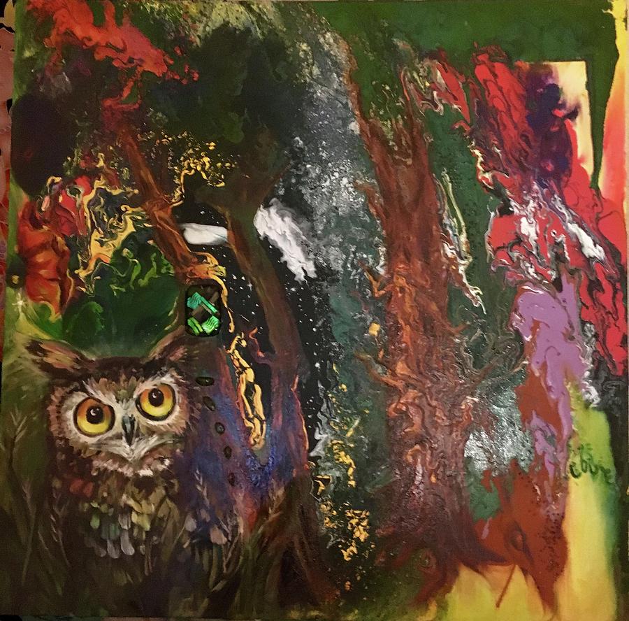 Owl Wisdom Mixed Media by Sofanya White