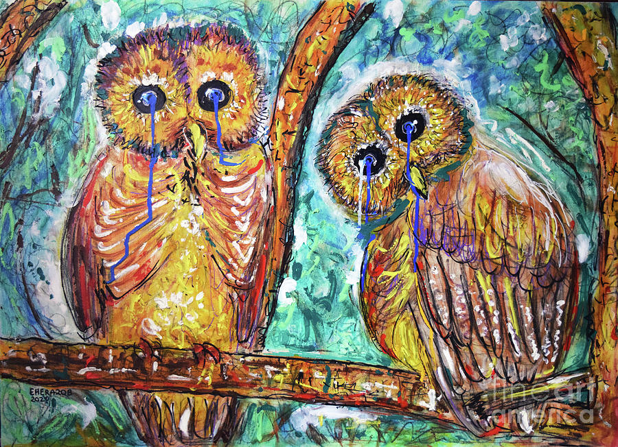 Owls Painting by Ericka Herazo