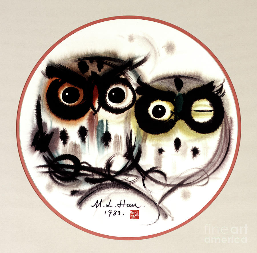 Owls Painting by Han Meilin