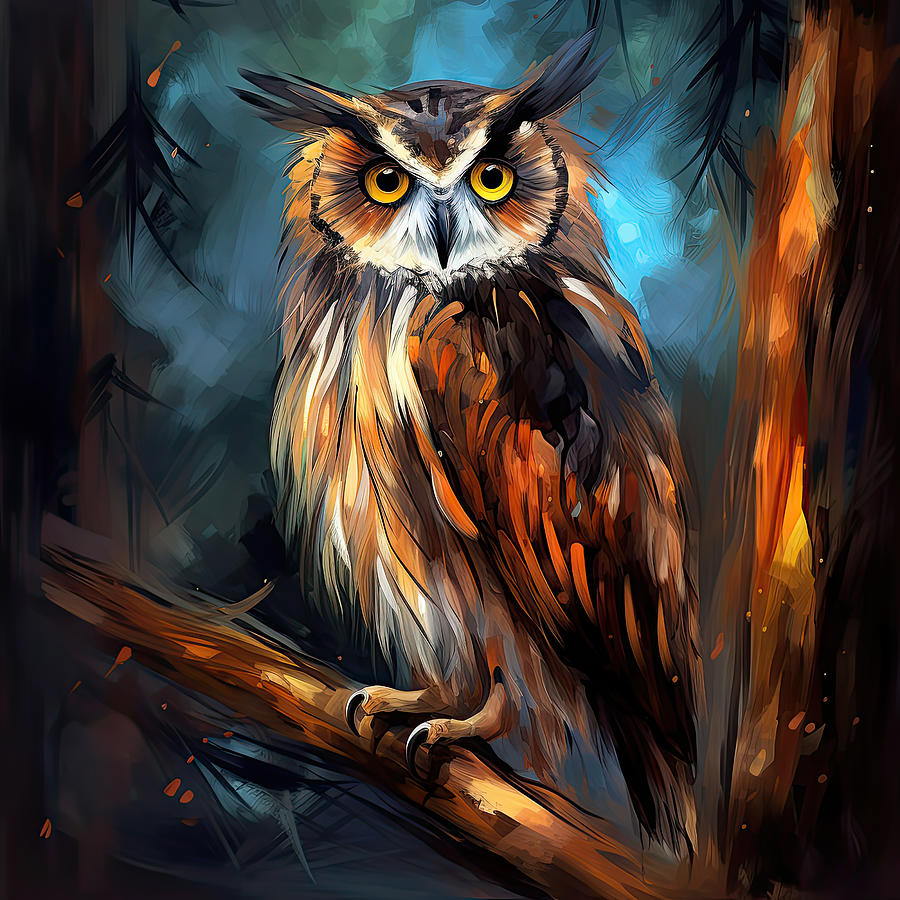 Owls Portrait Digital Art by Lourry Legarde