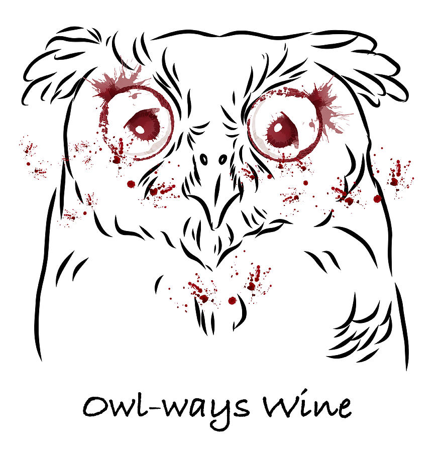 Owlways Wine Painting by Miki De Goodaboom