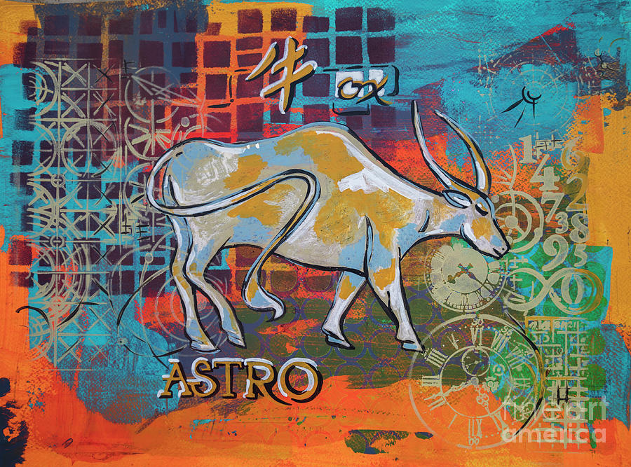 Ox 2021 year, zodiac illustration Painting by Ariadna De Raadt