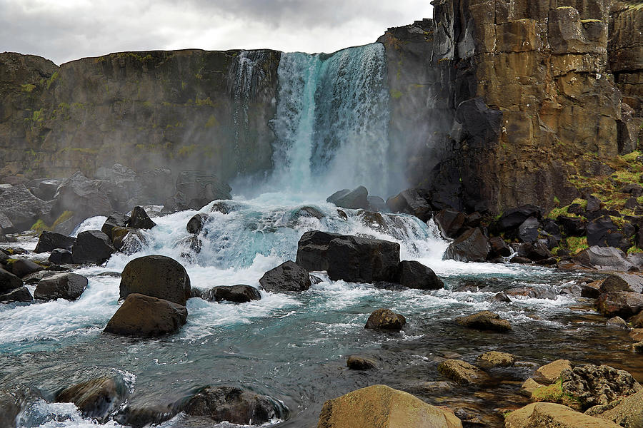 Oxararfoss Waterfall Iceland Photograph by Richard Krebs