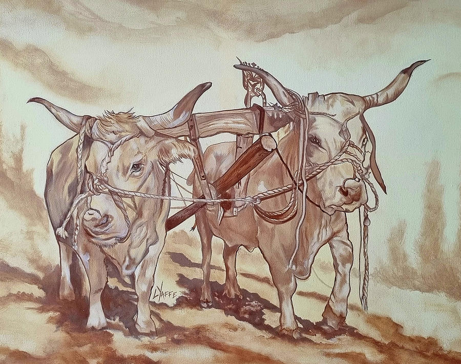Oxen On A Yoke Oil Painting Painting