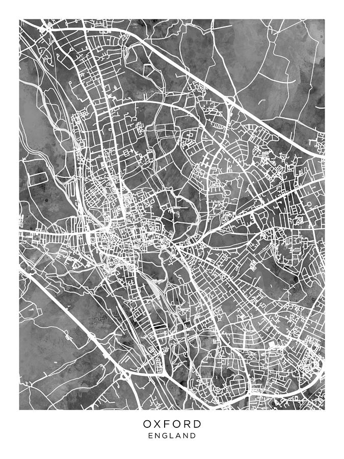 Oxford England City Map #22 Digital Art by Michael Tompsett