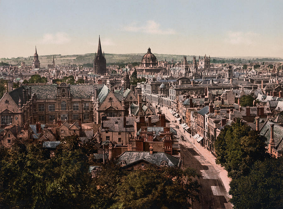 Oxford England - High Street - Circa 1900 Photochrom Photograph by War Is Hell Store