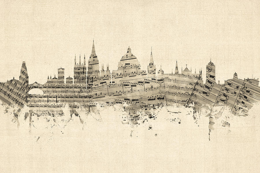 Oxford England Skyline Sheet Music Digital Art by Michael Tompsett
