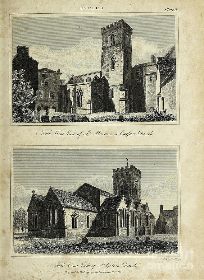 Oxford view of St. Martin's and St. Giles C1 Drawing by Historic ...