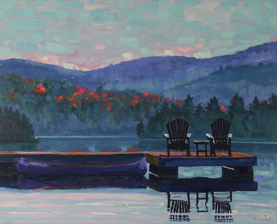 Oxtongue Morning Empty Chairs Painting by Phil Chadwick