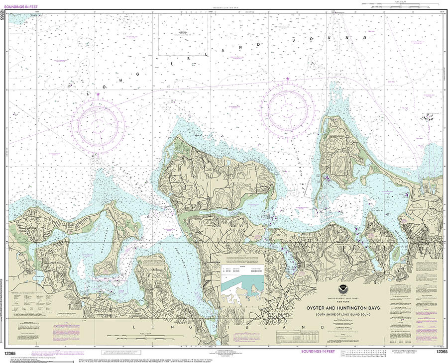 Oyster and Huntington Bays Nautical Chart 12365 Digital Art by John