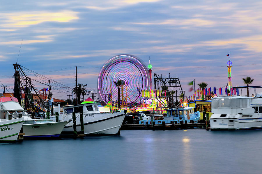 Oysterfest in Fulton,TX with boats and Carnival Photograph by David