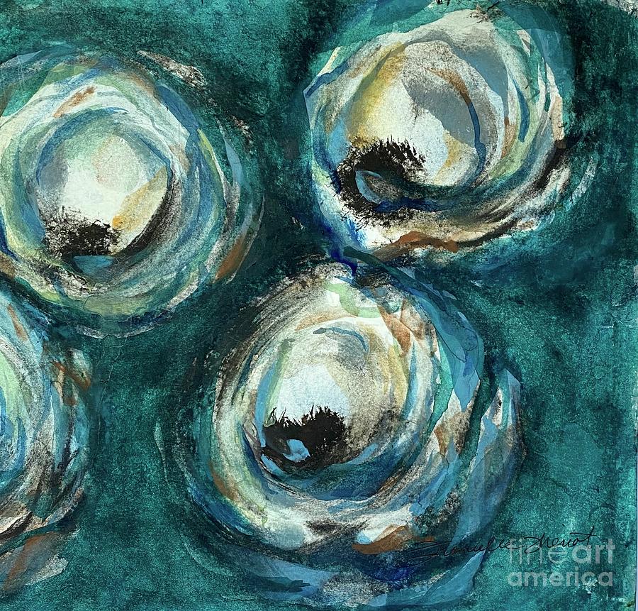 Oysters in Teal Painting by Francelle Theriot