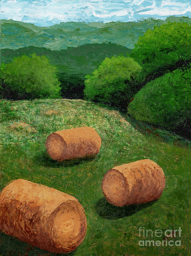 Ozark Bales of Hay Painting by Garry McMichael