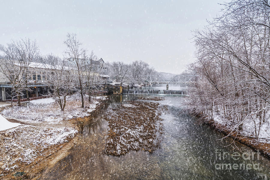 Ozark Mill And Bridge Winter Storm Photograph by Jennifer White