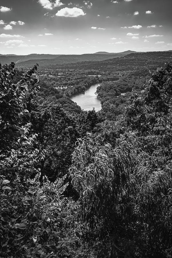 Ozark Mountains Inspiration Point And White River Monochrome Landscape Photograph by Gregory Ballos