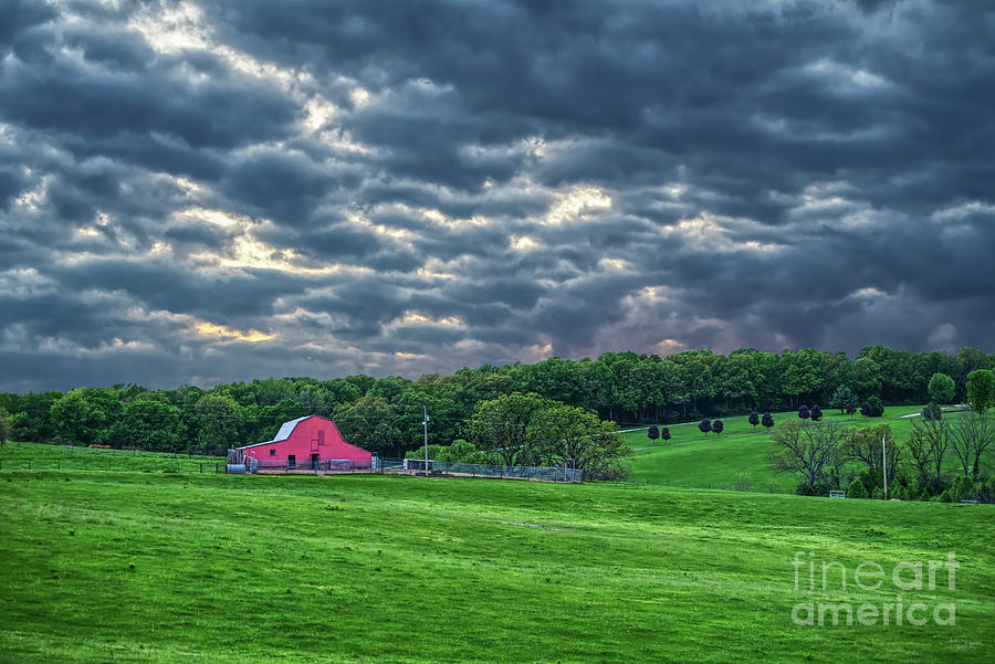 Ozarks Cloudy Farm Sunset Photograph by Jennifer White