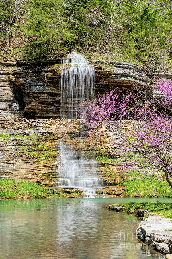 Ozarks Waterfall Spring Bluff Vertical Photograph by Jennifer White
