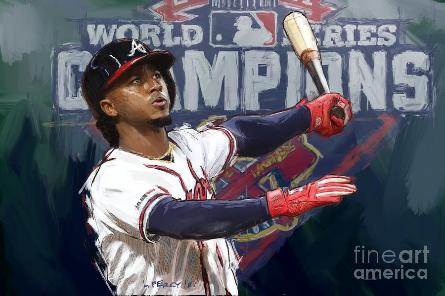 Ozzie Albies - Braves Painting by Lee Percy