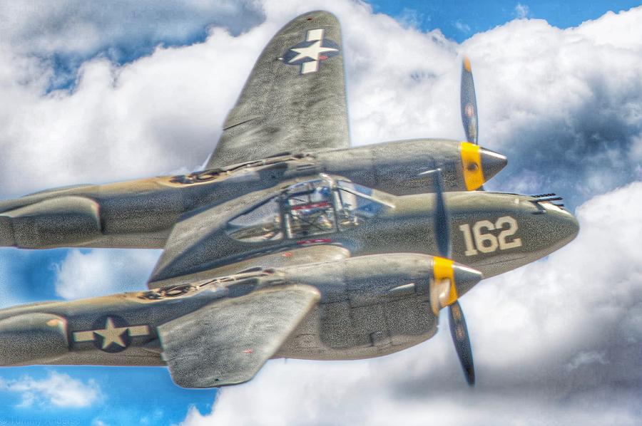 P-38 Lightning in flight  Photograph by Tommy Anderson
