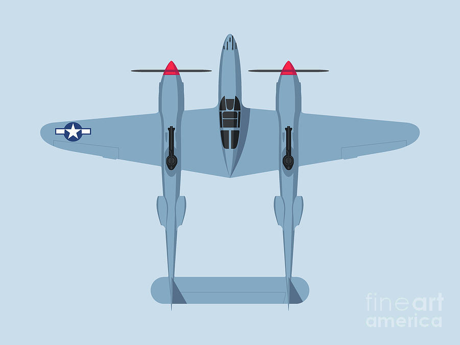 P-38 Lightning WWII Fighter Aircraft - Grey Landscape Digital Art by  Organic Synthesis - Pixels