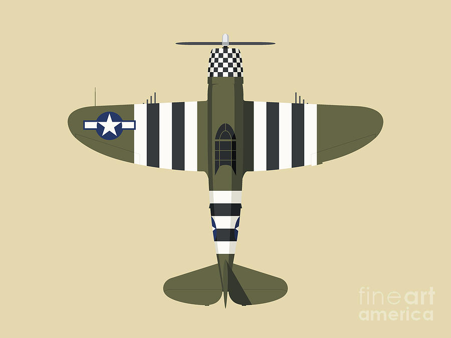 Fighter Digital Art - P-47 Thunderbolt WWII Fighter Aircraft - Olive Landscape by Organic Synthesis
