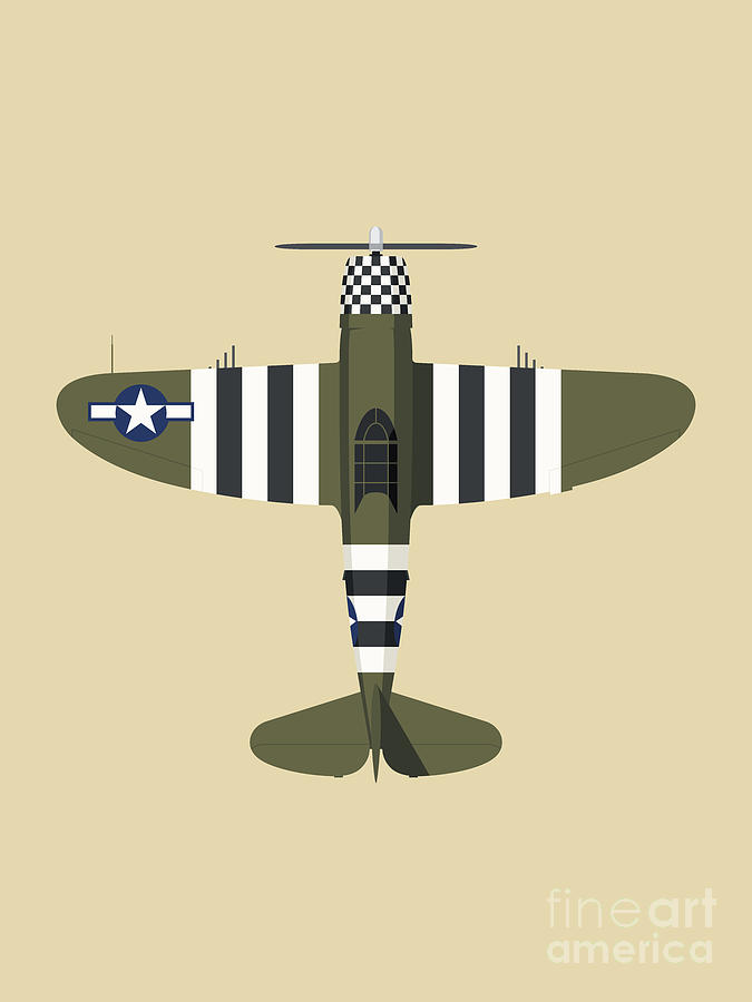 Fighter Digital Art - P-47 Thunderbolt WWII Fighter Aircraft - Olive by Organic Synthesis