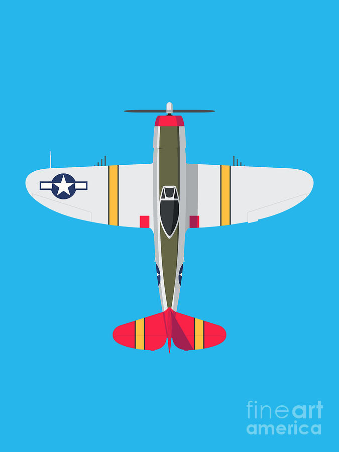 Fighter Digital Art - P-47 Thunderbolt WWII Fighter Aircraft - Red by Organic Synthesis