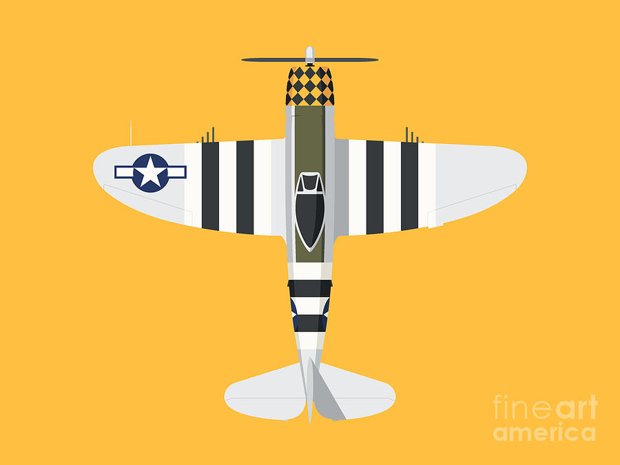 Fighter Digital Art - P-47 Thunderbolt WWII Fighter Aircraft - Yellow Landscape by Organic Synthesis
