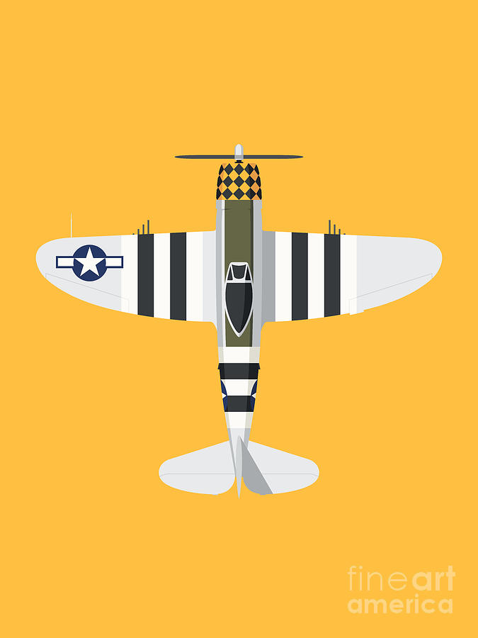 Fighter Digital Art - P-47 Thunderbolt WWII Fighter Aircraft - Yellow by Organic Synthesis