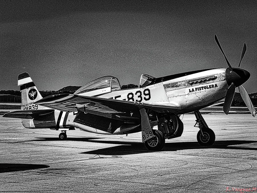 P-51 Cadillac Of The Skys BW Photograph by Rene Vasquez