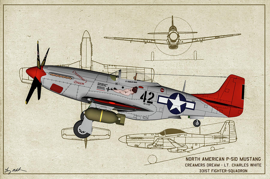 P-51 Mustang Creamers Dream - Art Digital Art by Tommy Anderson