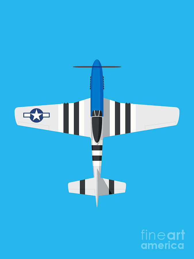 Fighter Digital Art - P-51 Mustang Fighter Aircraft - Blue by Organic Synthesis