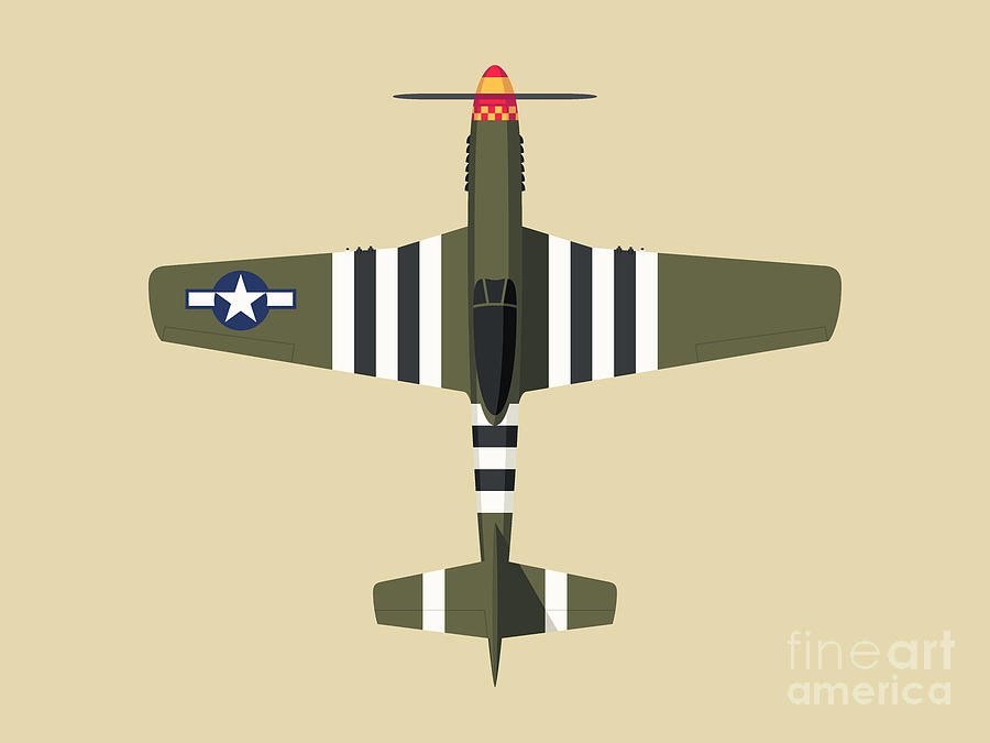 Fighter Digital Art - P-51 Mustang Fighter Aircraft - Olive Landscape by Organic Synthesis