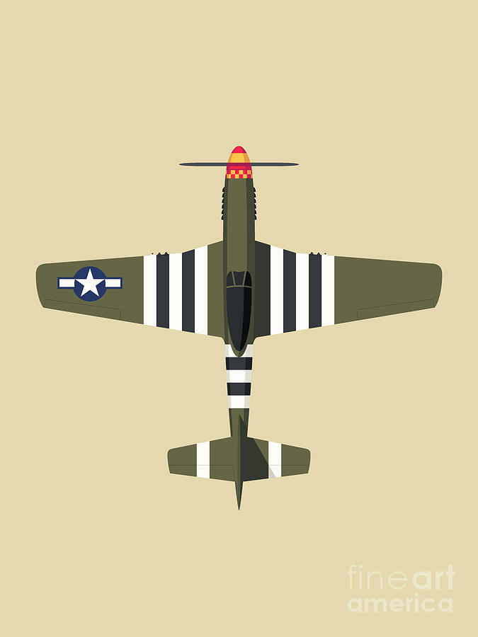 Fighter Digital Art - P-51 Mustang Fighter Aircraft - Olive by Organic Synthesis