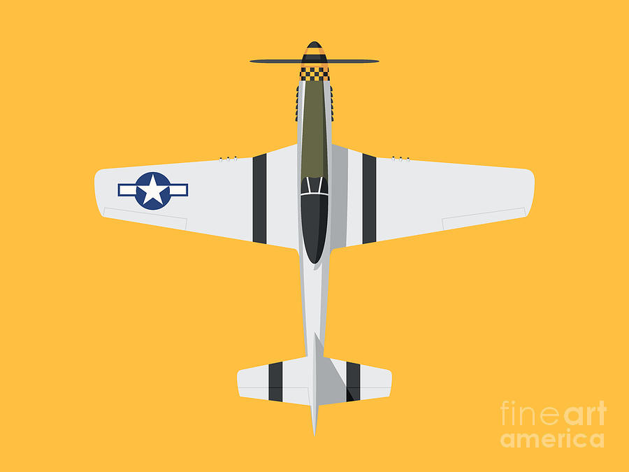 Fighter Digital Art - P-51 Mustang Fighter Aircraft - Yellow Landscape by Organic Synthesis