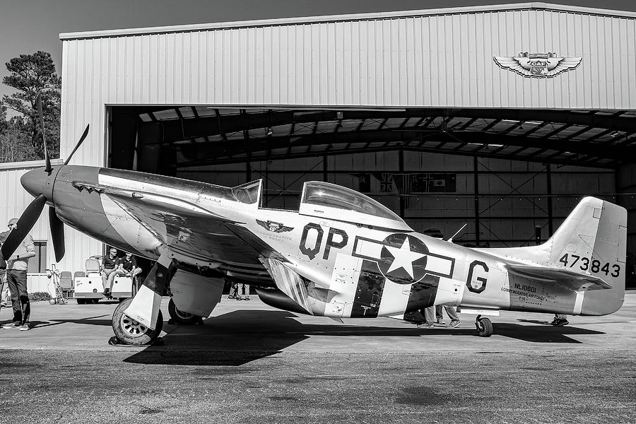 P-51 Mustang in Black and White Digital Art by Matt Richardson - Pixels