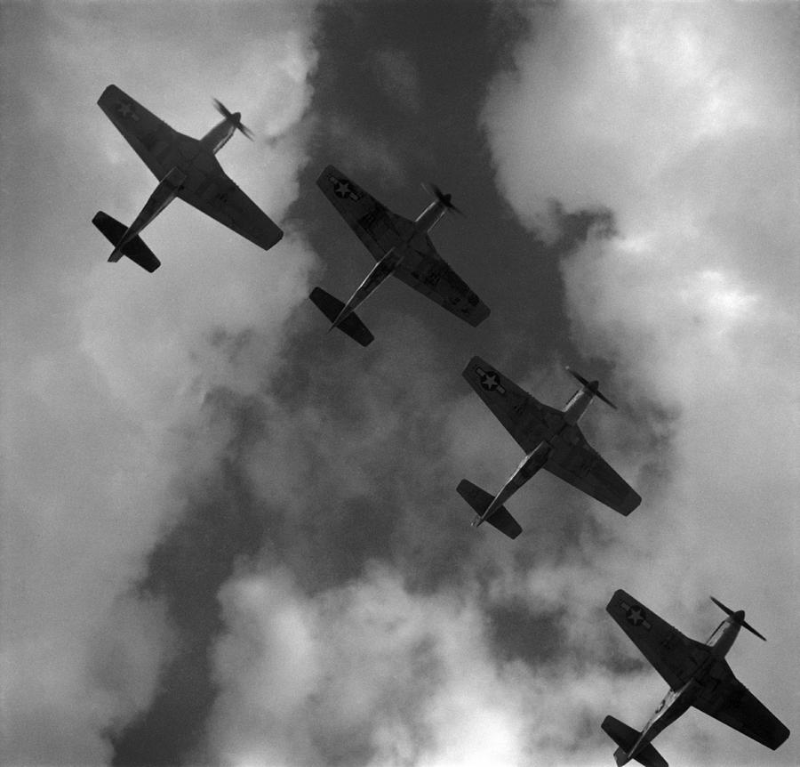 P-51 Mustangs In Formation - WW2 Italy - 1945 Photograph by War Is Hell Store