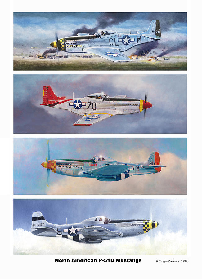 P-51D Mustangs Painting by Douglas Castleman
