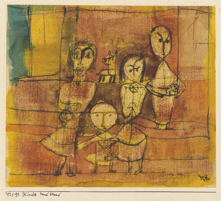 Paul Painting - Children and dog by Paul Klee