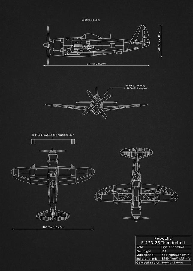 P47D Thunderbolt Blueprint Conquer the Skies with Fighter Aircraft ...