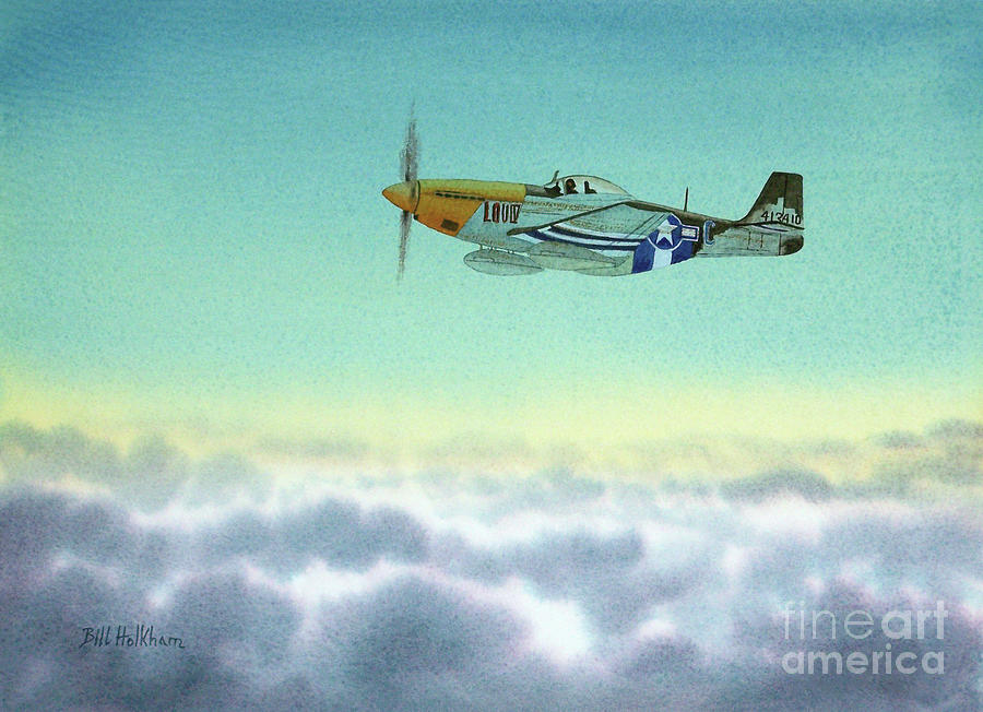 P51 Mustang Aircraft Painting by Bill Holkham